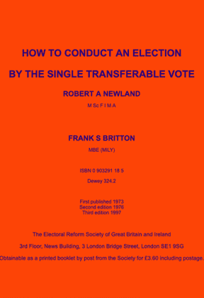 How to conduct an election by the Single Transferable Vote 3rd Edition