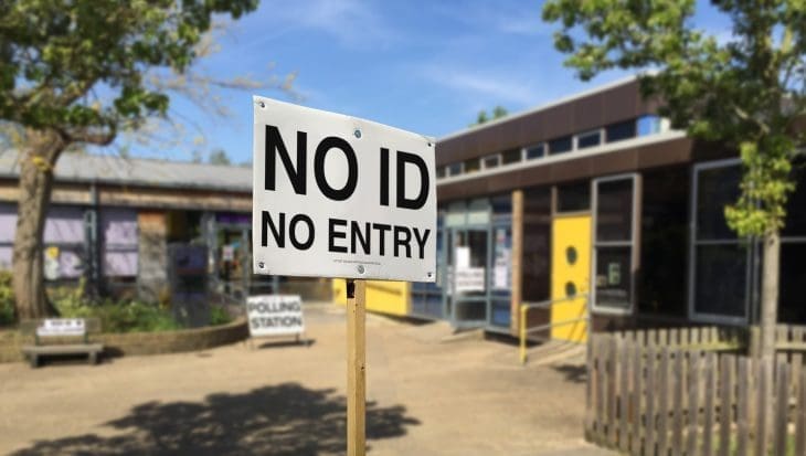 ID sign outside polling station
