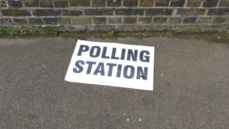Polling Station Sign on the floor