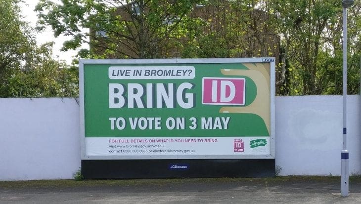 Bromley Voter ID billboard