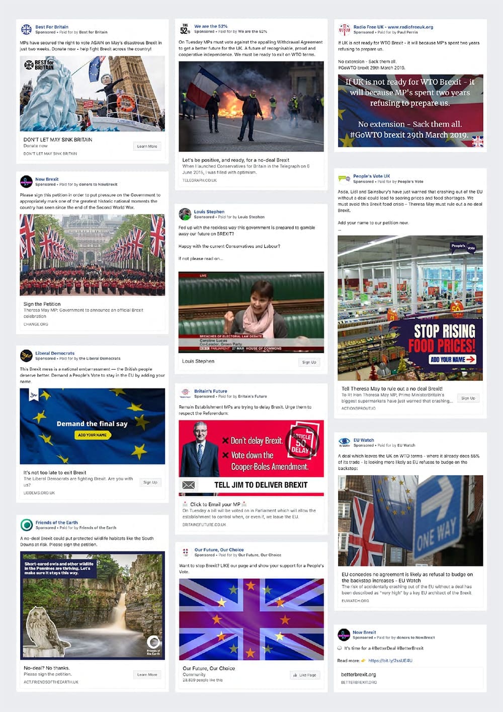 Wall of promoted FB posts