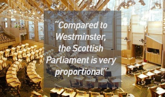 Compared to Westminster, the Scottish Parliament is very proportional