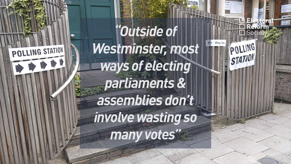 Outside of Westminster, most ways of electing parliaments and assemblies don’t involve wasting so many votes.
