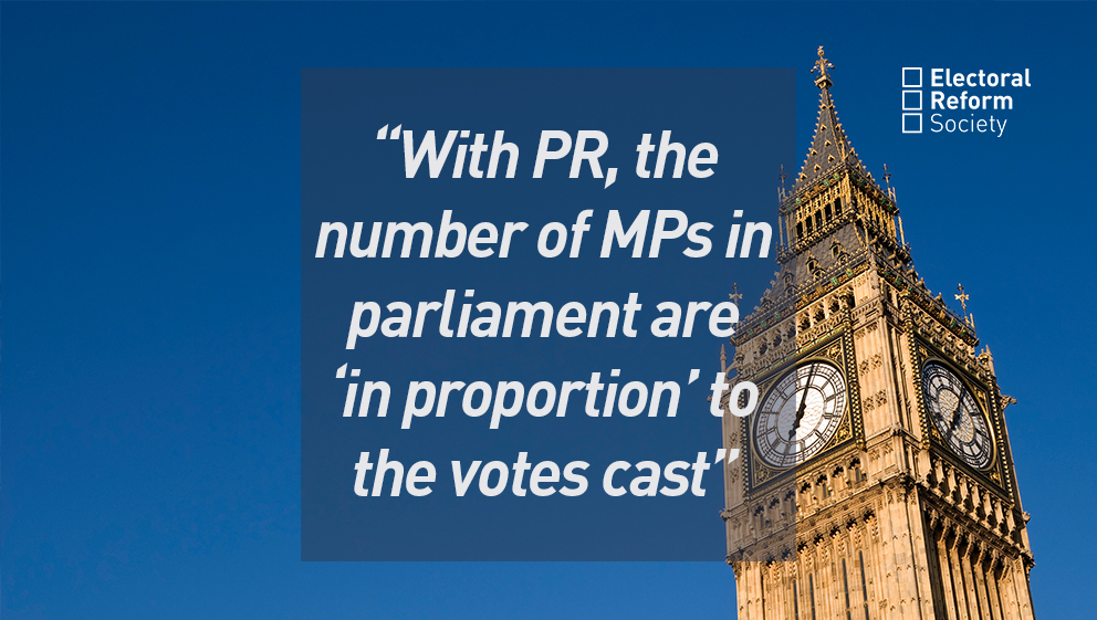 With PR, the number of MPs in parliament are ‘in proportion’ to the votes cast