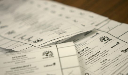 Ballot papers close up abstract