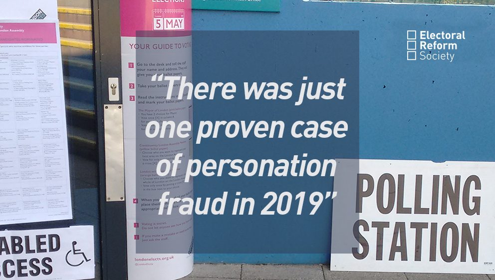 There was just one proven case of personation fraud in 2019