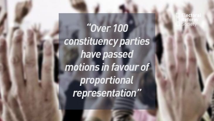 Over 100 constituency parties have passed motions in favour of proportional representation