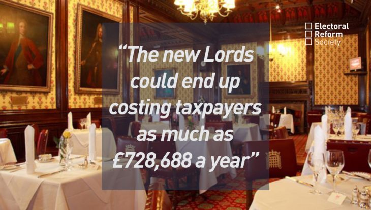 The new Lords could end up costing taxpayers as much as £728,688 a year