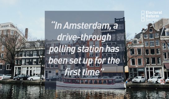 In Amsterdam a drive-through polling station has been set up for the first time