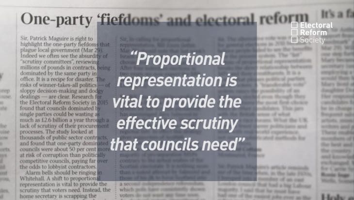 Proportional representation is vital to provide the effective scrutiny that councils need