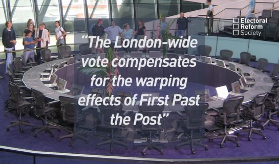 The London-wide vote compensates for the warping effects of First Past the Post
