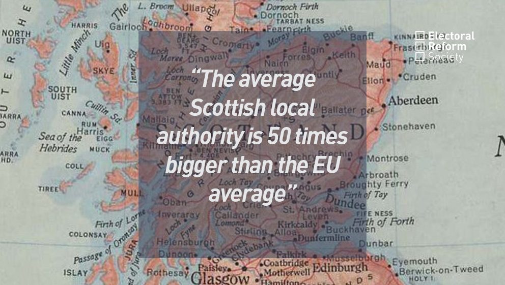 The average Scottish local authority is 50 times bigger than the EU average