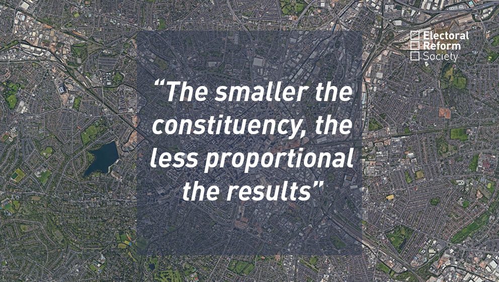 The smaller the constituency, the less proportional the results