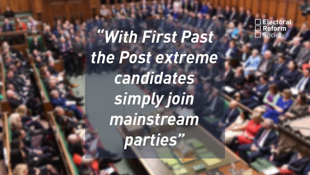 With First Past the Post extreme candidates simply join mainstream parties