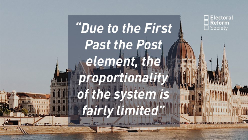 Due to the First Past the Post element, the proportionality of the system is fairly limited