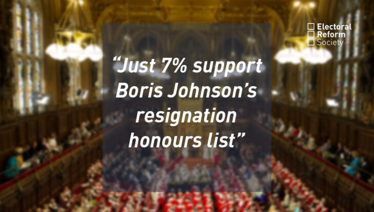 Just 7% support Boris Johnson’s resignation honours list