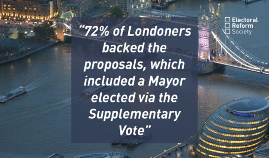 72% of Londoners backed the proposals, which included a Mayor elected via the Supplementary Vote
