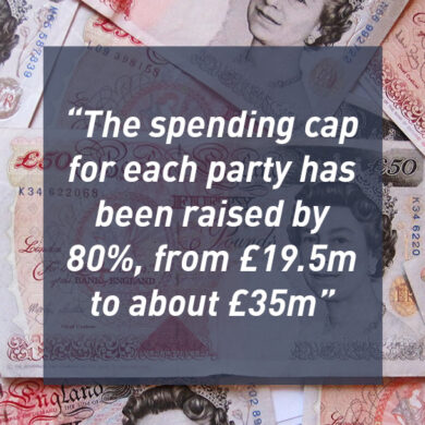 The spending cap for each party has been raised by 80 percent from 19m to about 35m