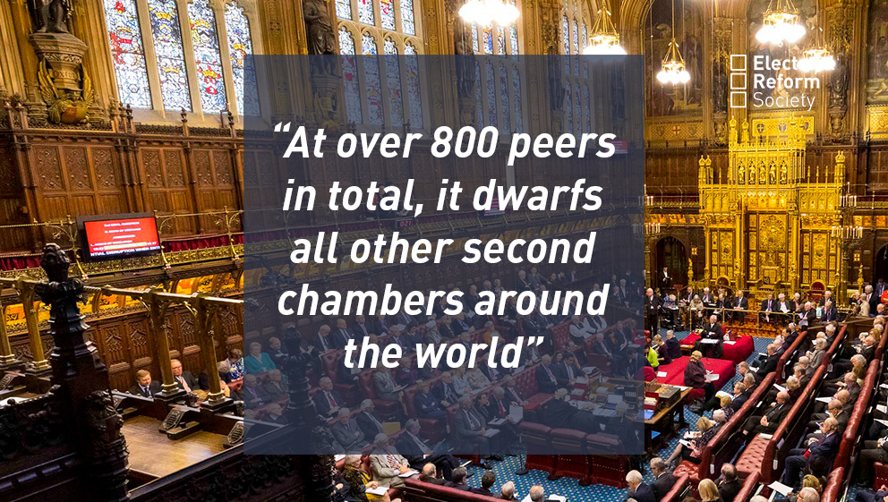 At over 800 peers in total, it dwarfs all other second chambers around the world