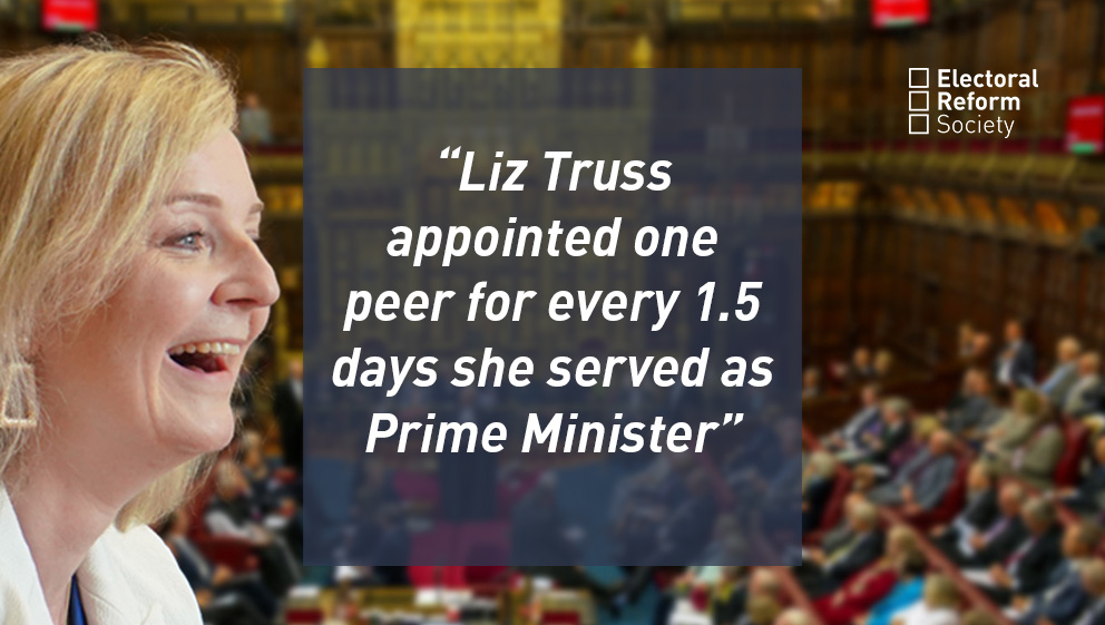 Liz Truss appointed one peer for every 1.5 days she served as Prime Minister