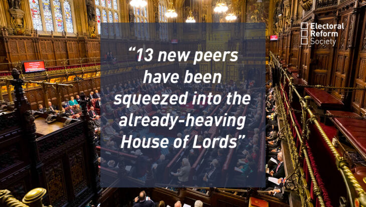 13 new peers have been squeezed into the already-heaving House of Lords