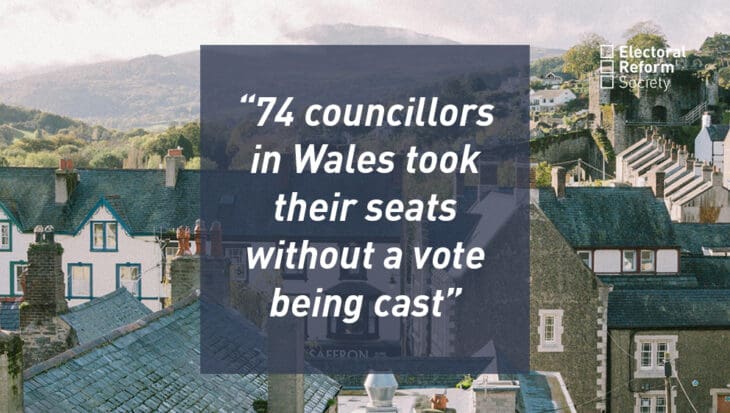 74 councillors in Wales took their seats without a vote being cast