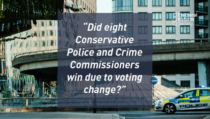 Did eight Conservative Police and Crime Commissioners win due to voting change